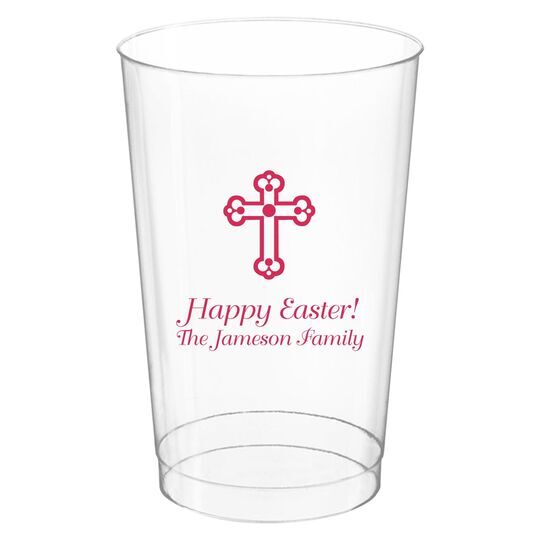 Ornate Cross Clear Plastic Cups